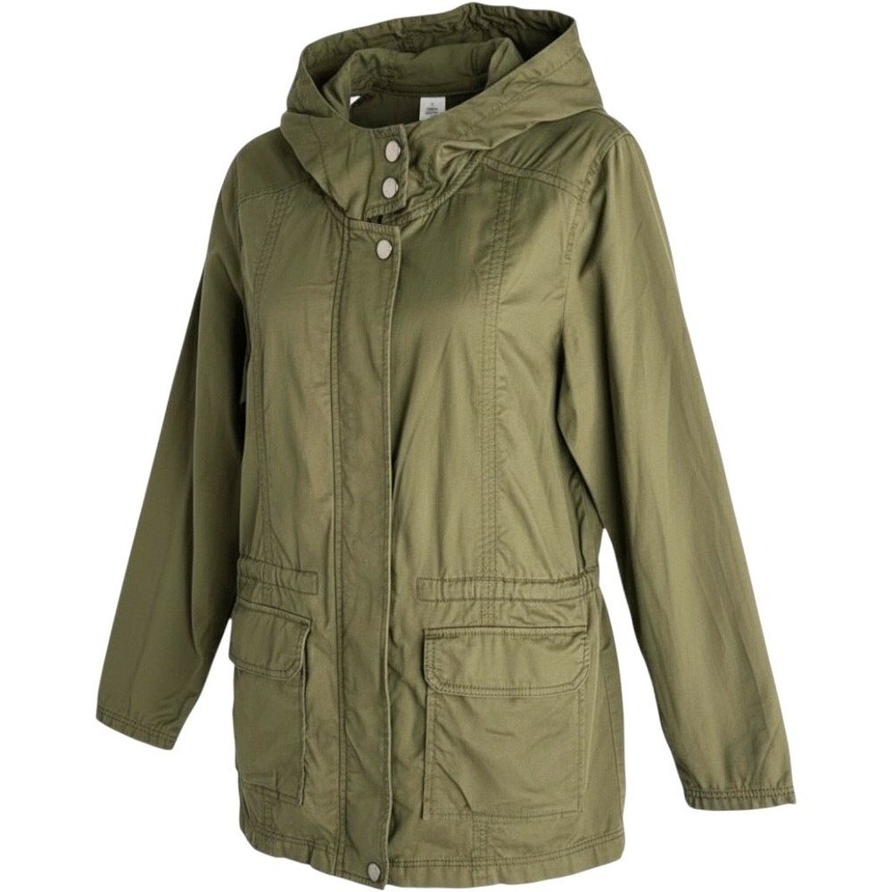 Abound Military Anorak Jacket Womens L Olive Green Hooded Utility Drawstring Y2k